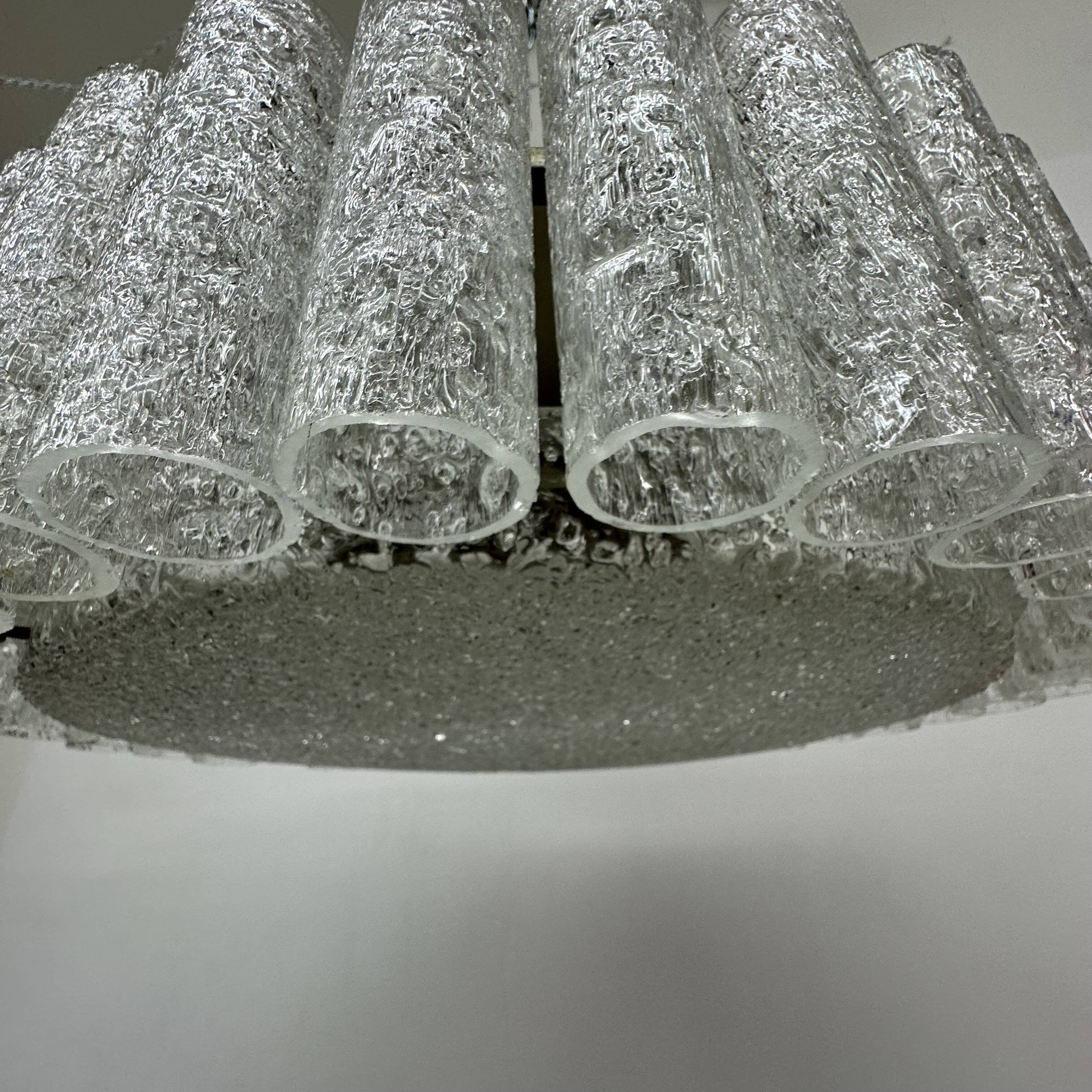 Glass Tubes Chandelier Flush mount from Doria Leuchten, 1960s