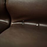 Mid-century modern German vintage canapé lounge, 2-seater, brown steel frame.