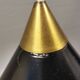 Cone pendant produced by Danish Lyfa in beautiful black lacquer with perforated shade and brass top.