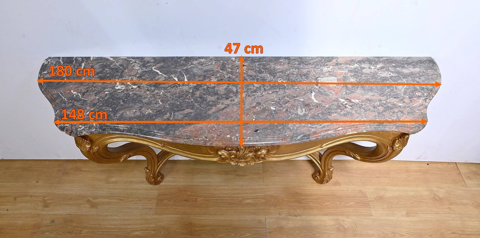 Important Wall Console in Gilded Wood, Louis XV style – Early 20th century