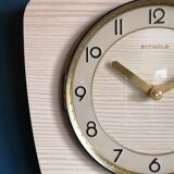 Vintage clock formica silent rectangular wall clock "Kienzle gilded wood"