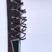 Miroir brutaliste métal et verre serti