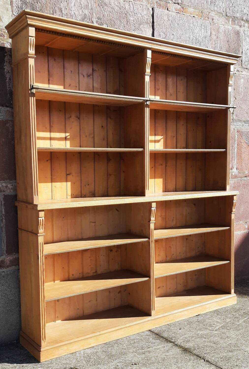 Pine bookcase (251 x 49 x height 288 cm)