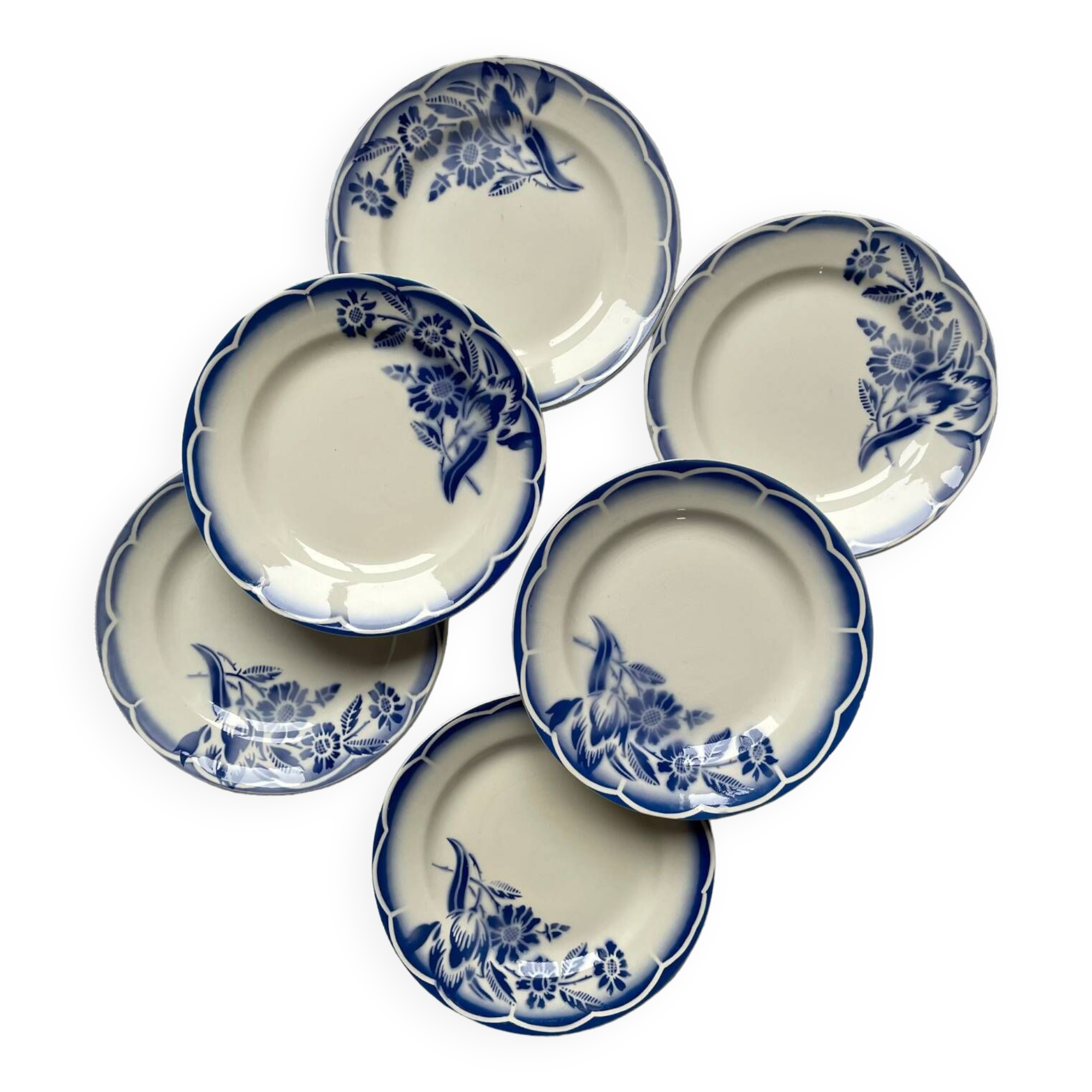 6 dessert plates Sarreguemines Digoin Model André