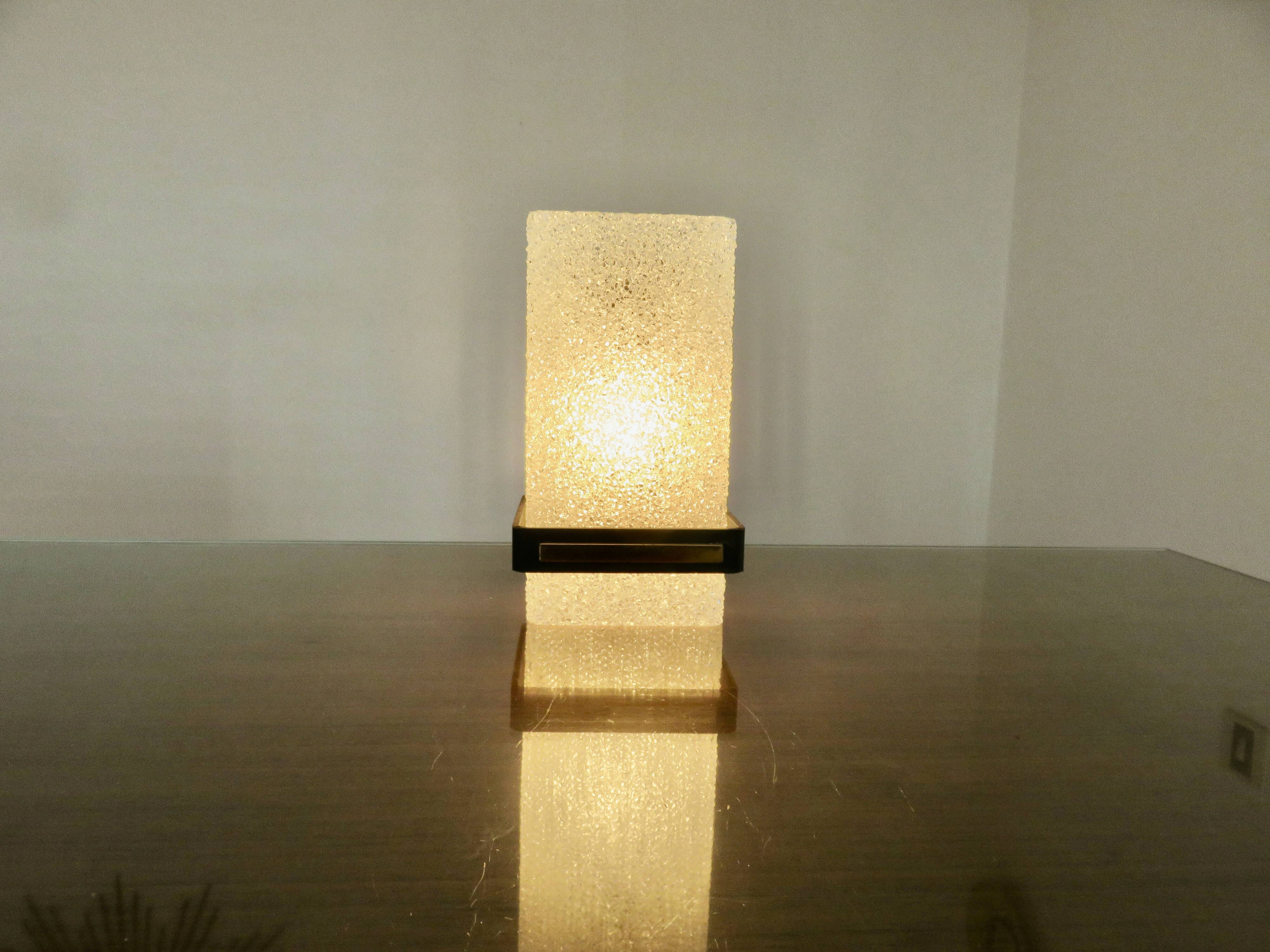 Pair of Arlus wall lights in perspex, gilded brass and lacquered metal, 1960s