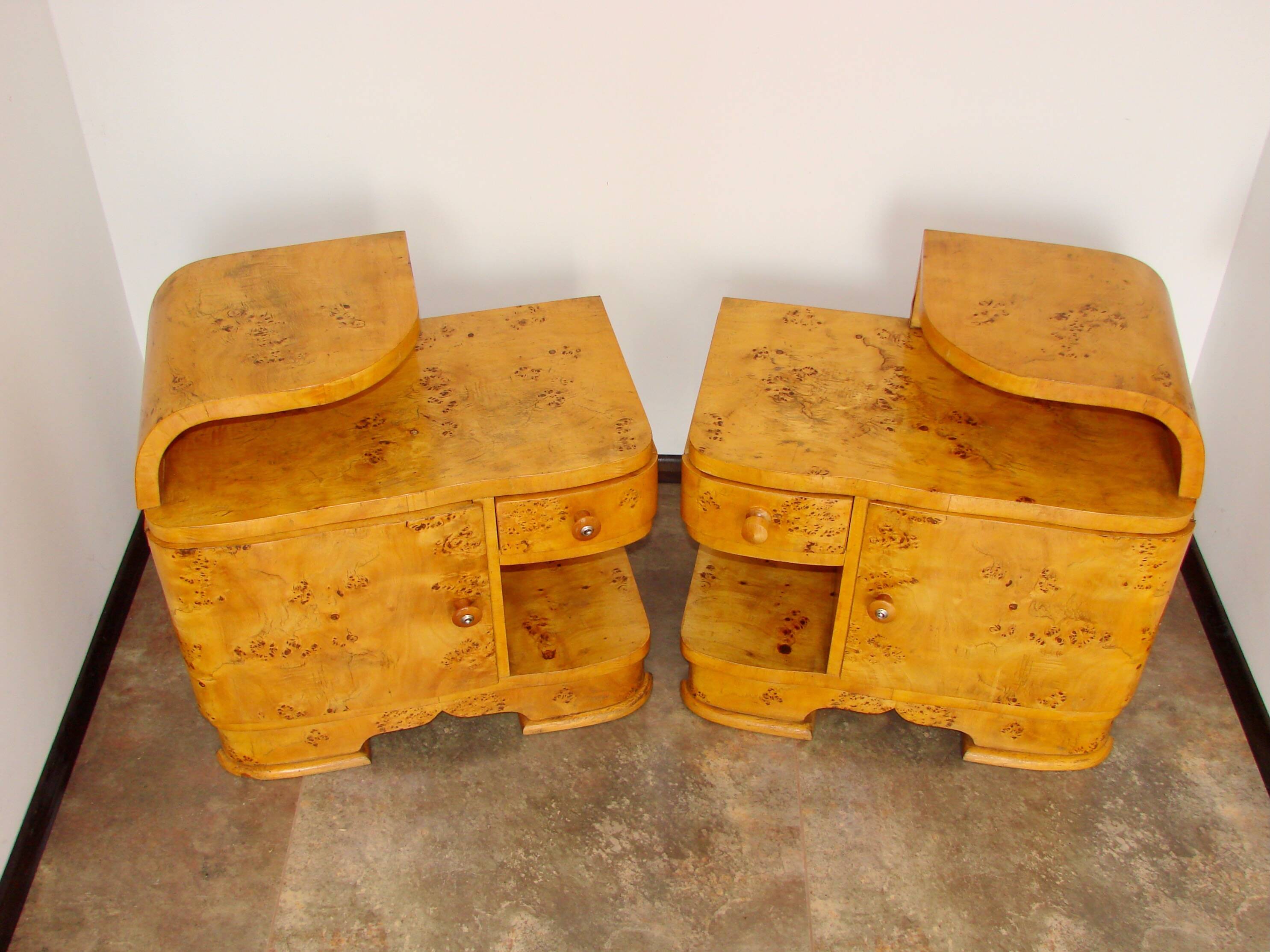 A set of Art Deco bedside tables from the 1940s.