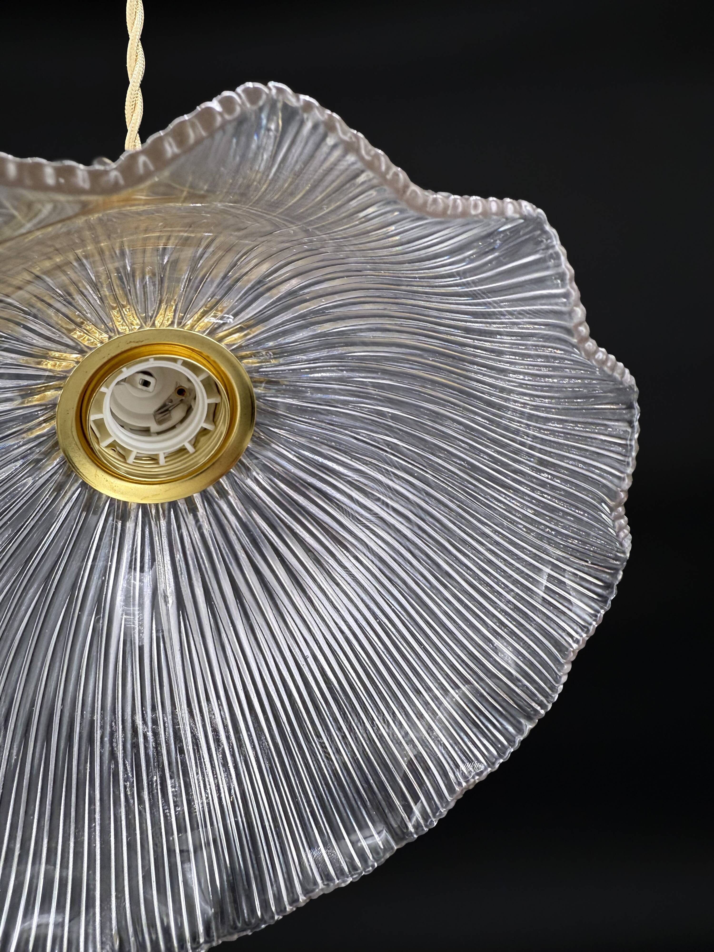 Vintage Holophane glass pendant light, draped shape