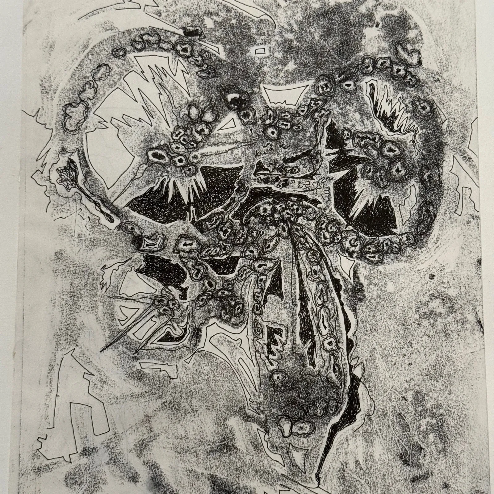 Modern composition drawing 1970 by François de Chabot