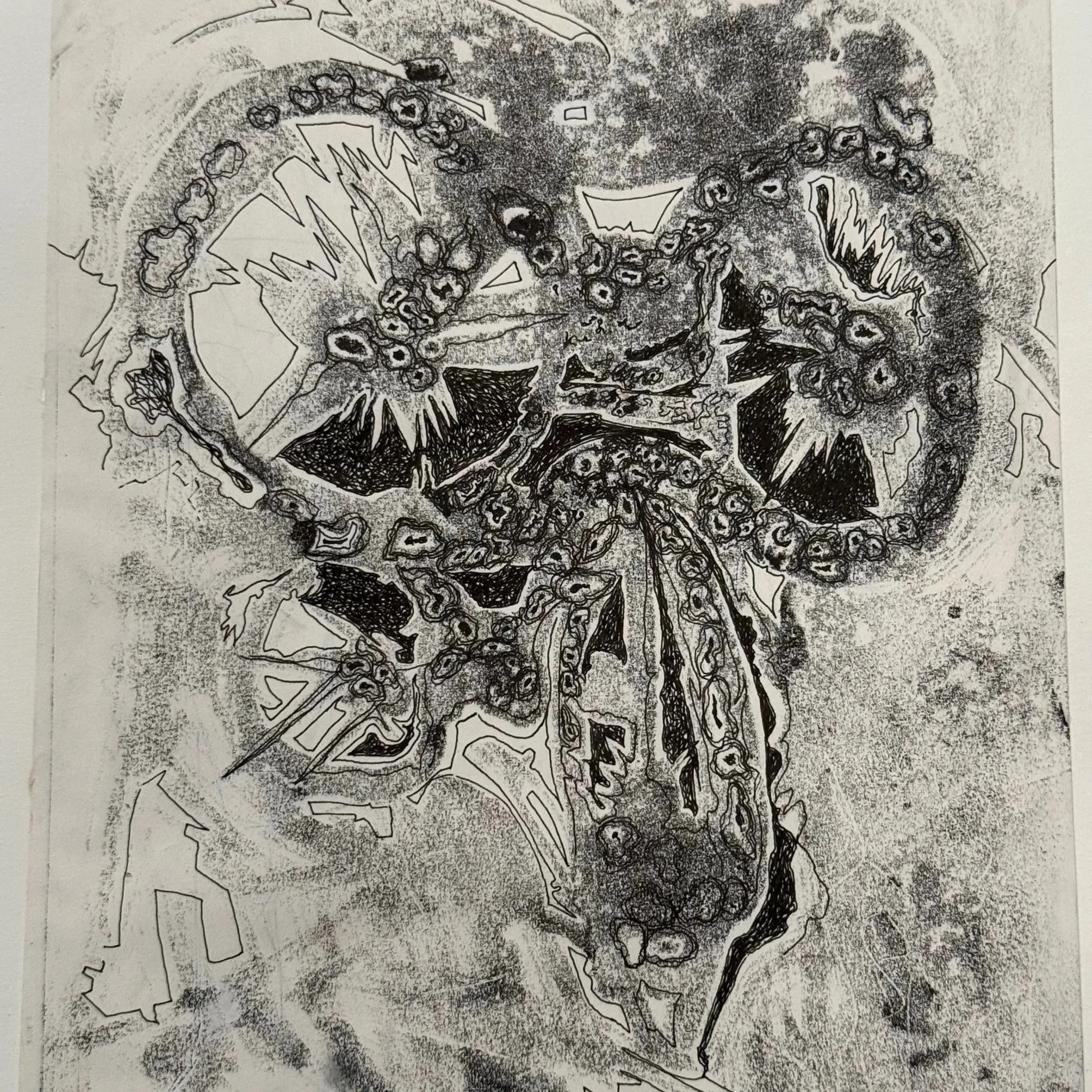 Modern composition drawing 1970 by François de Chabot