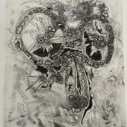 Modern composition drawing 1970 by François de Chabot