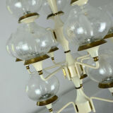 1960s mid century chandelier brass 12 crackle glass shades