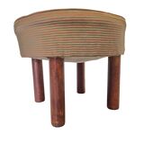 Vintage Pouf/Stool With Ribbed Fabric, 1970s
