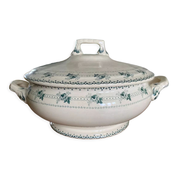 Soupière ancienne en faïence terre de fer Alexandra