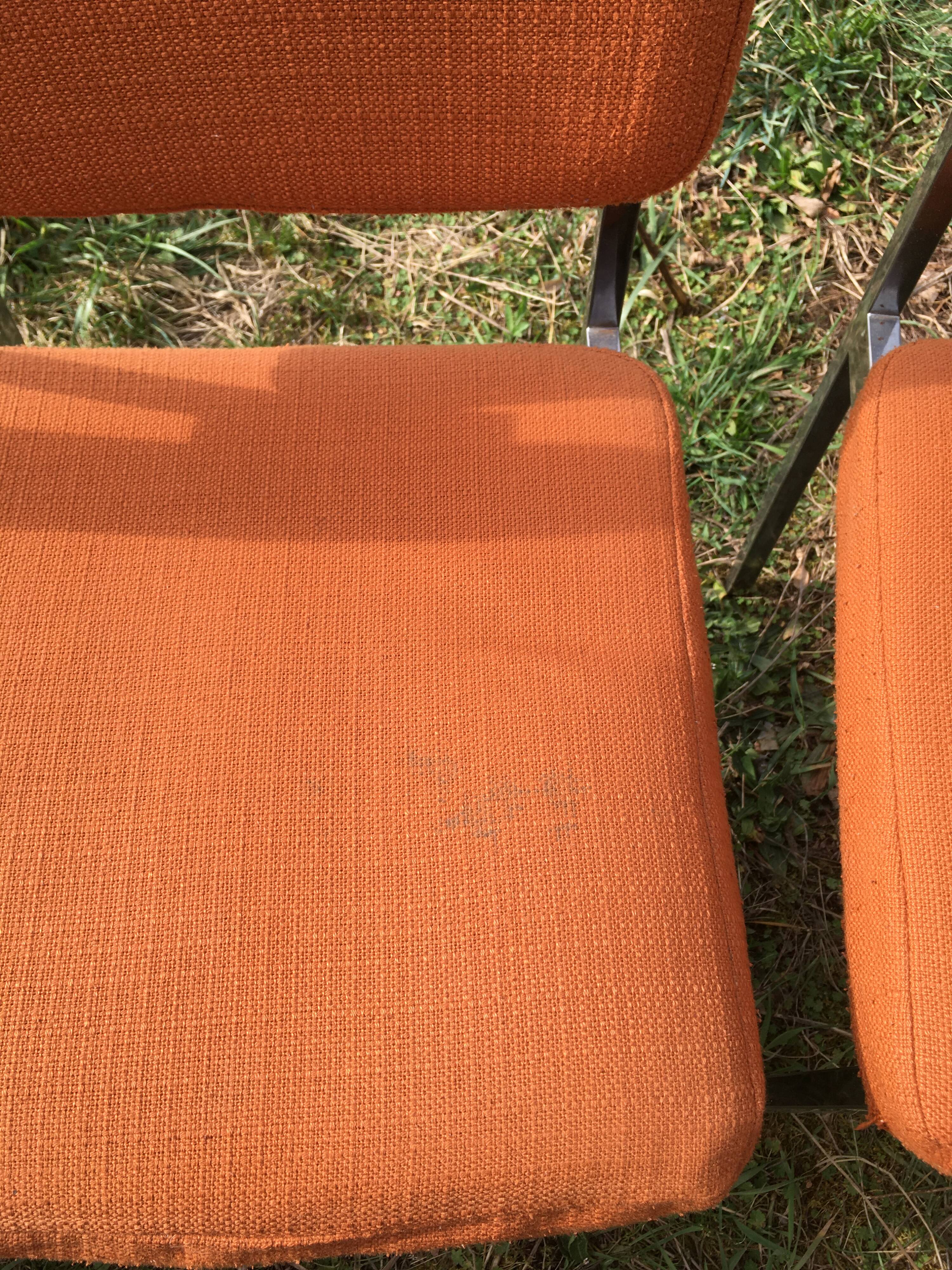 LOT of 8 chairs in orange fabric '70s very comfortable