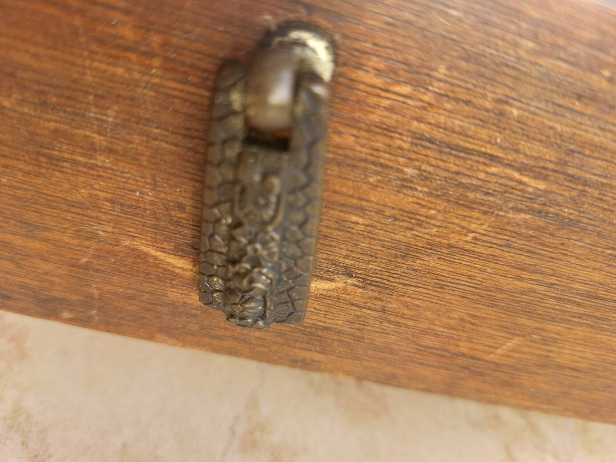 coat rack, hooks, wood and metal, vintage