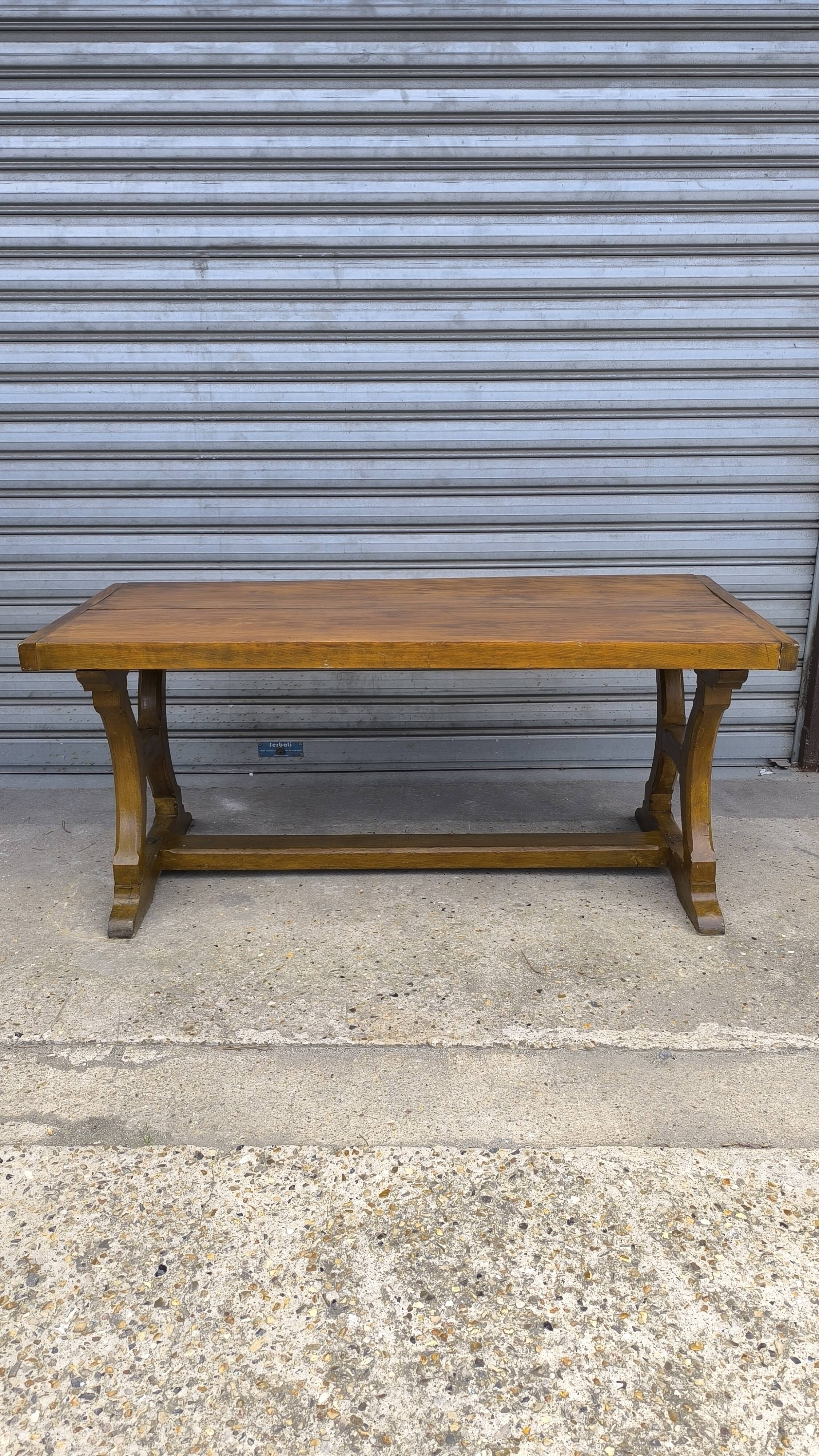 Solid elm farmhouse table, 1920