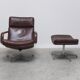 Early 'F141' lounge chair with ottoman by Geoffrey Harcourt for Artifort, 1972