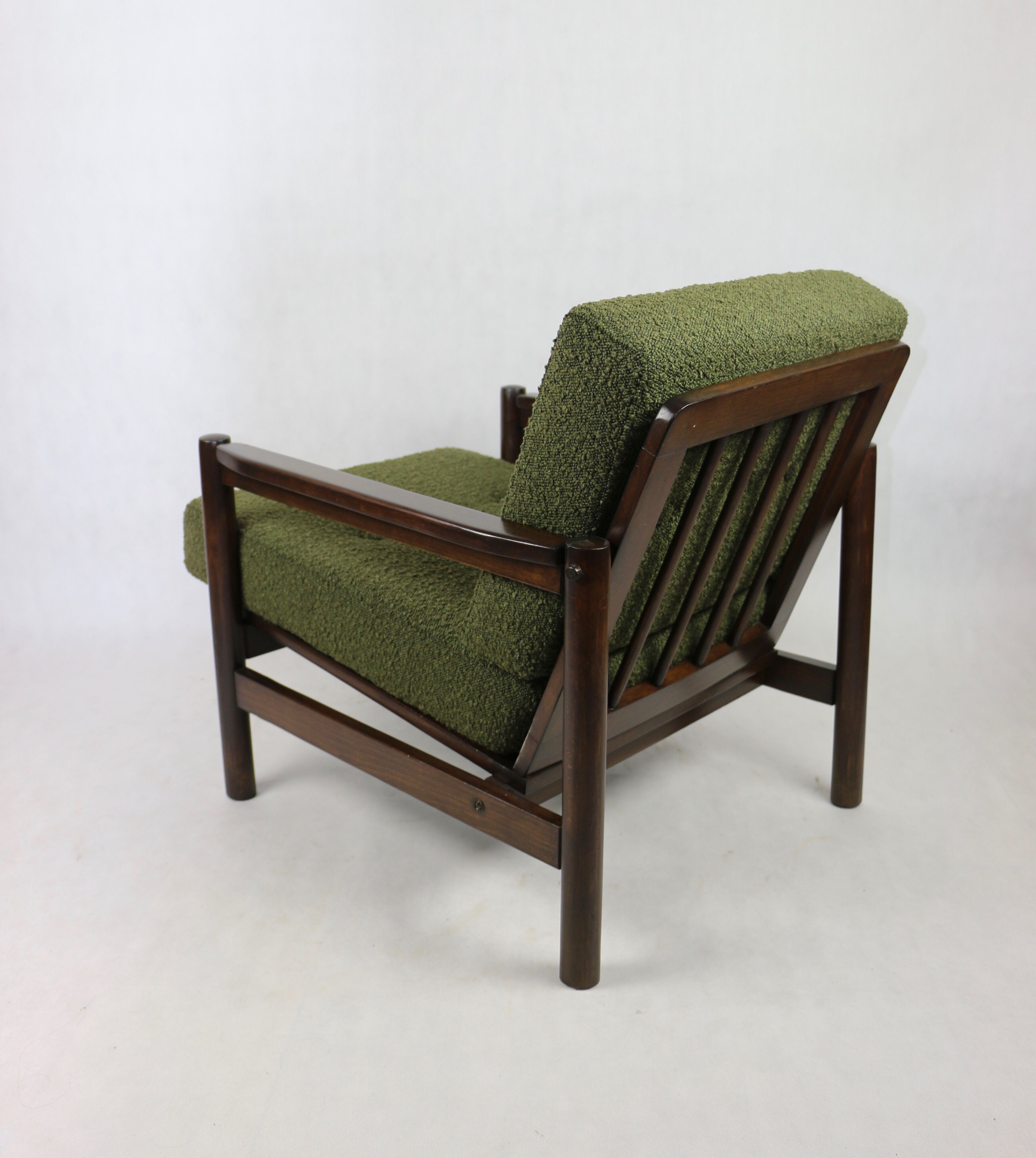 Vintage Armchair in Olive Boucle, 1970s