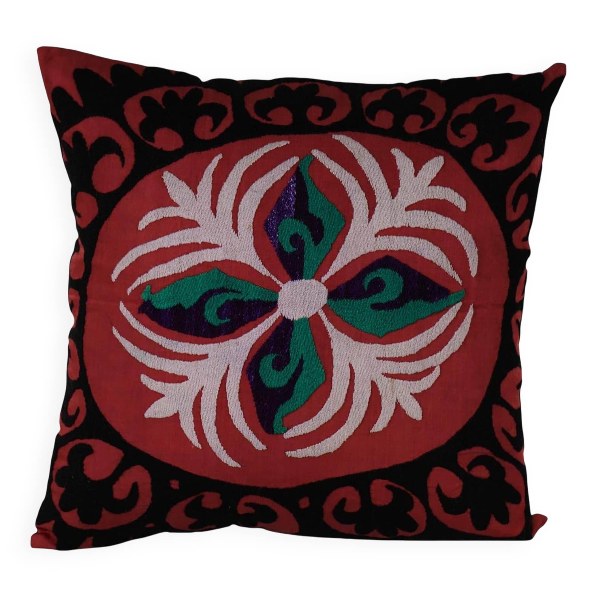 Housse de coussin brodée vintage 51x51 cm