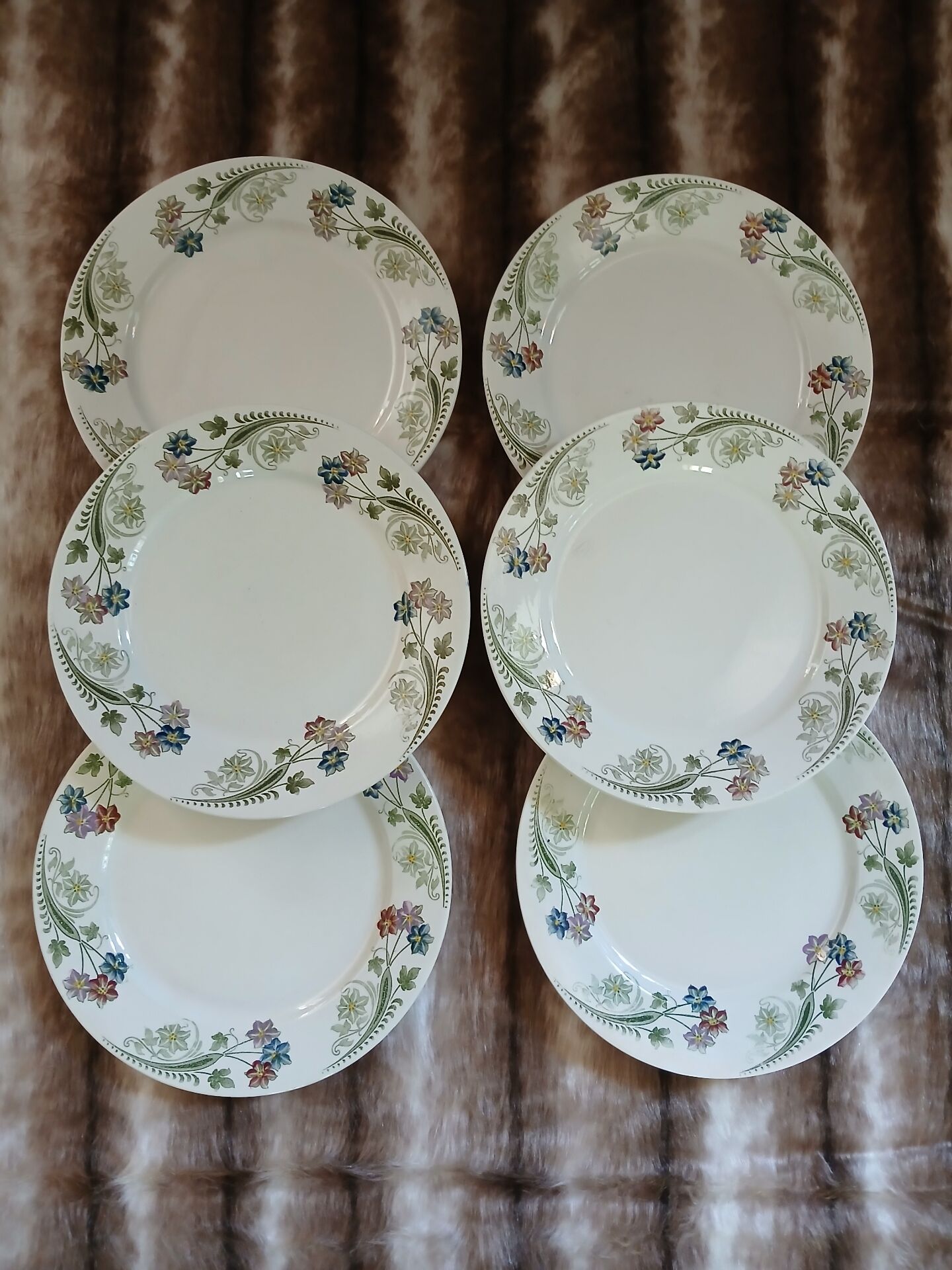 6 antique flat plates U&C Sarreguemines
