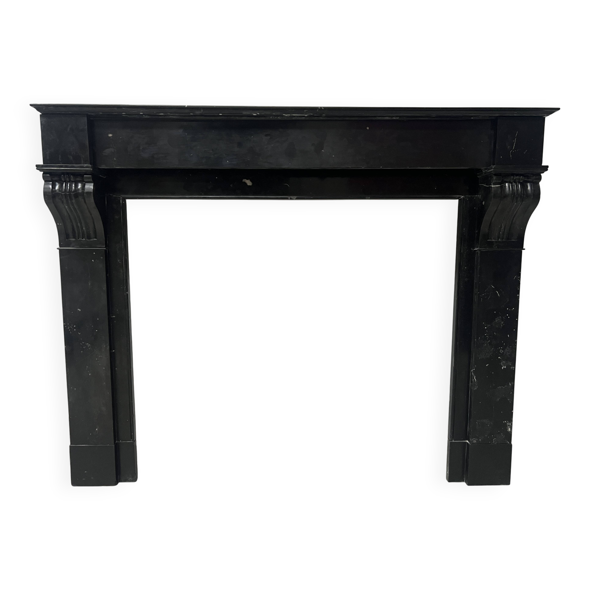 Napoleon III period fireplace with a black marble corbel. 19th century.