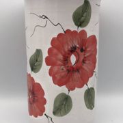 Vase, vintage glazed terracotta pottery, with signed floral decoration