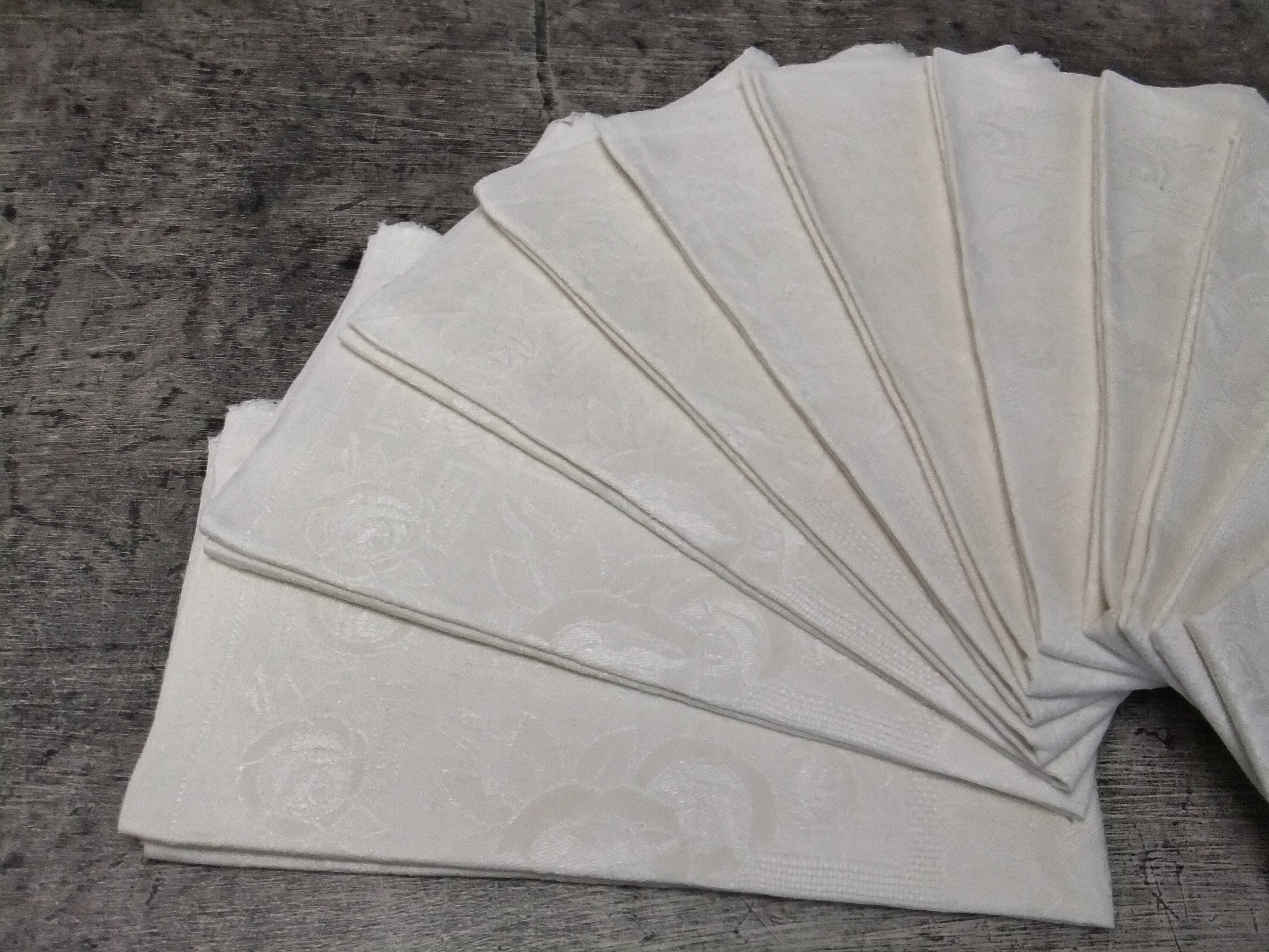 Old art nouveau damask napkins foral 60 cm
