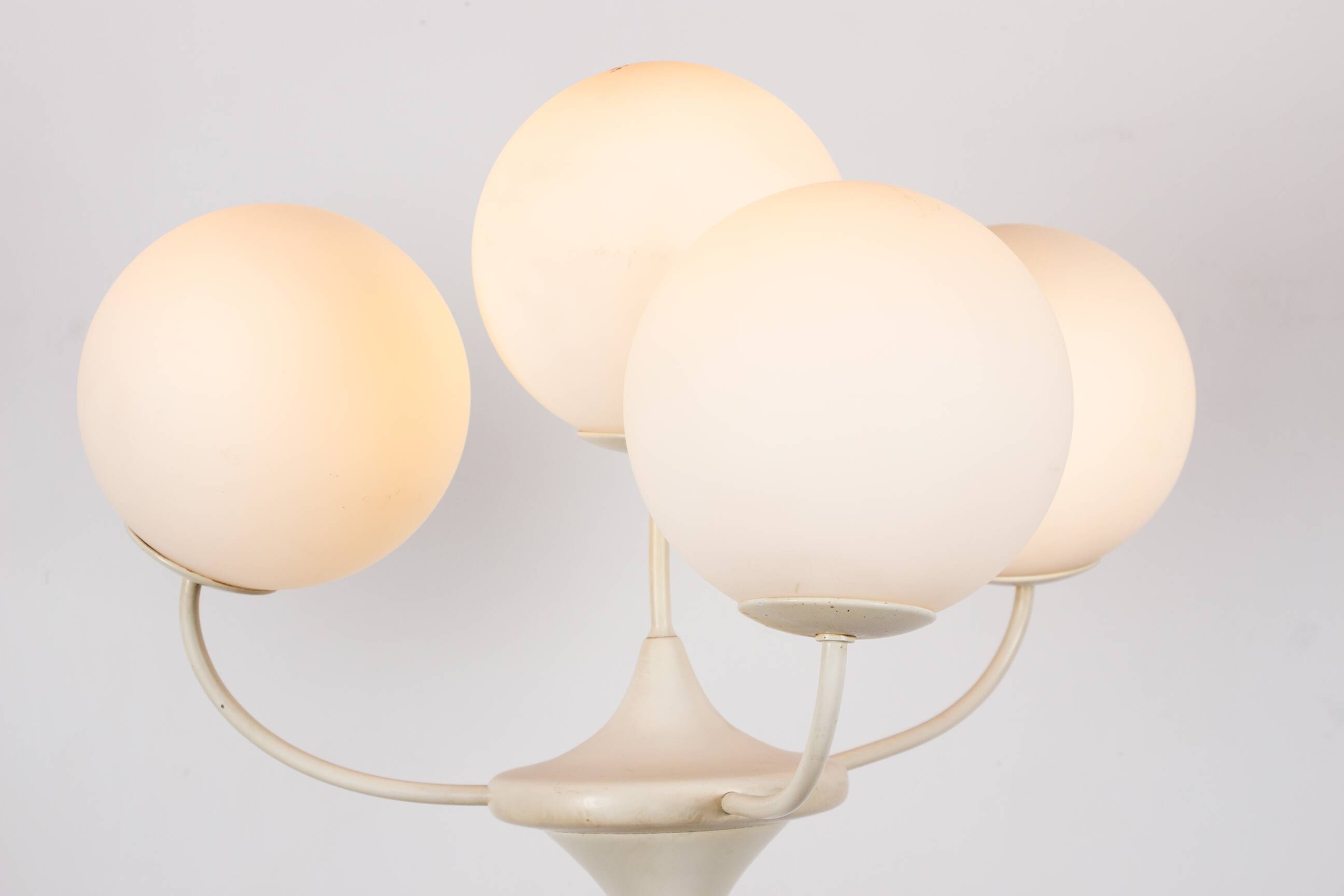 Large floor lamp, 4 branches finished with opalines, by Eva Renée Nele for Temde Leuchten 1960