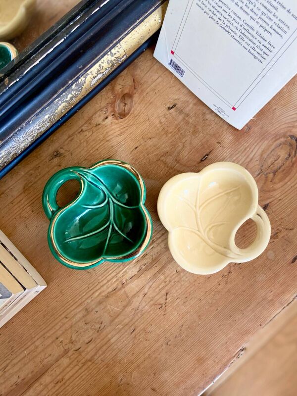 2 vide-poche trèfle en céramique, 1970