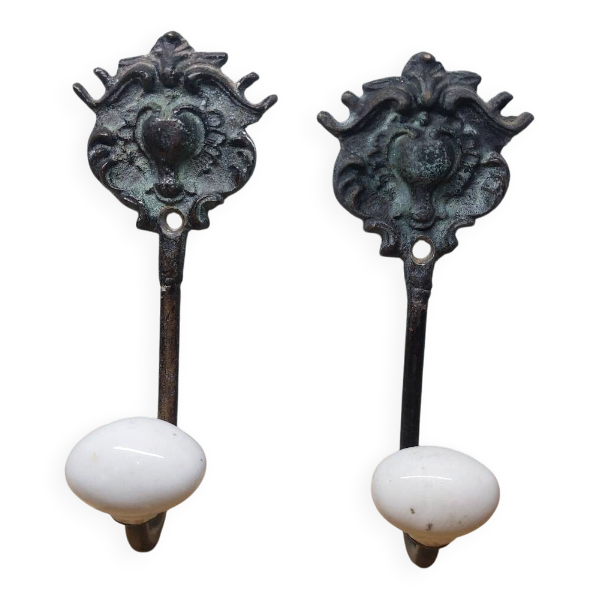 Magnificent and authentic pair of coat hooks (or wall coat racks)