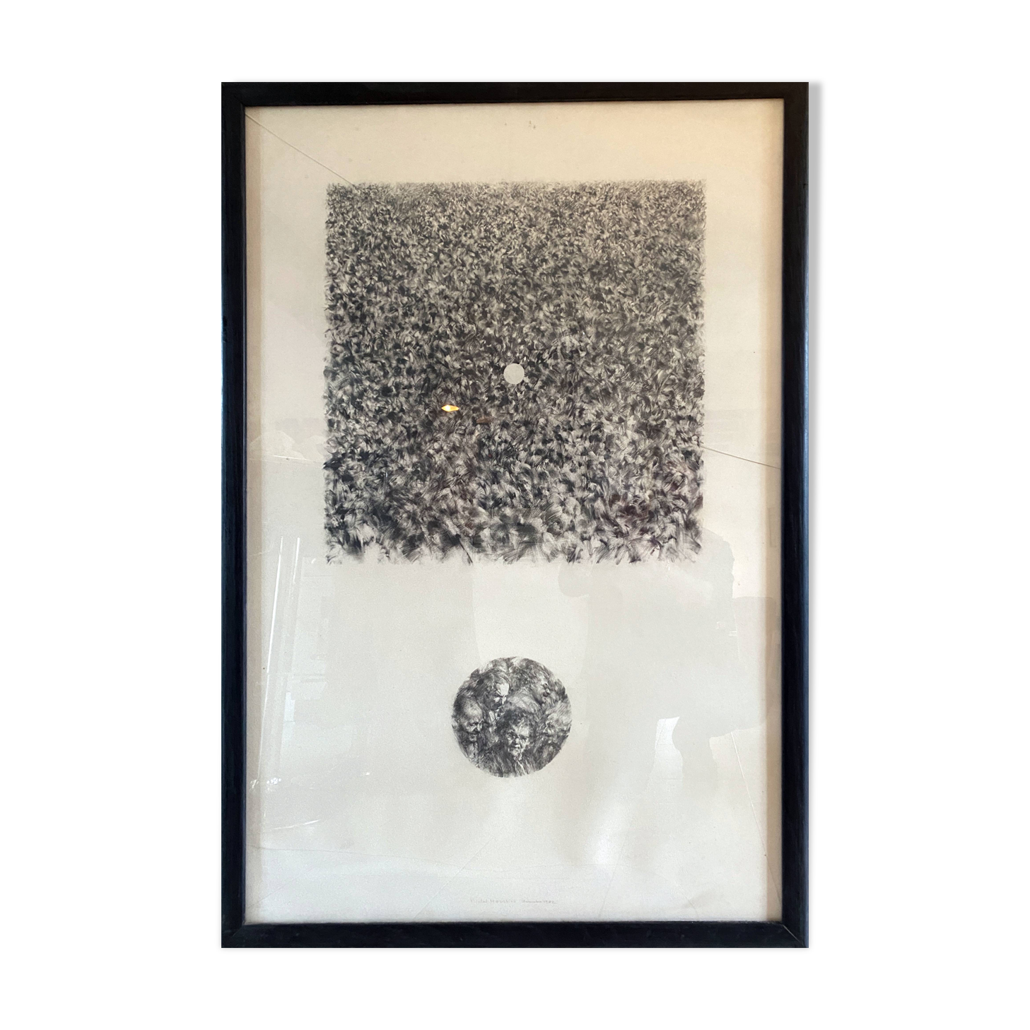 Lithograph 1882 "Foule" signed by Michel Houssin (born in 1941)