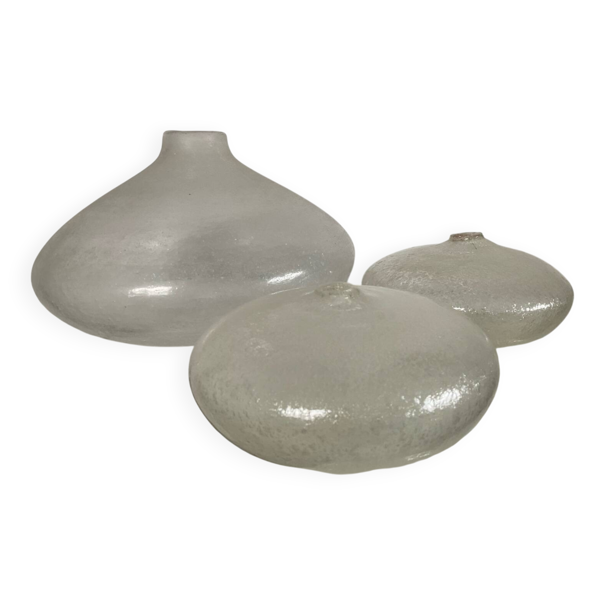 Trio of vintage Biot vases in bubbled glass paste