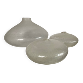 Trio de vases Biot vintage en pâte de verre bullé