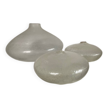 Trio of vintage Biot vases in bubbled glass paste