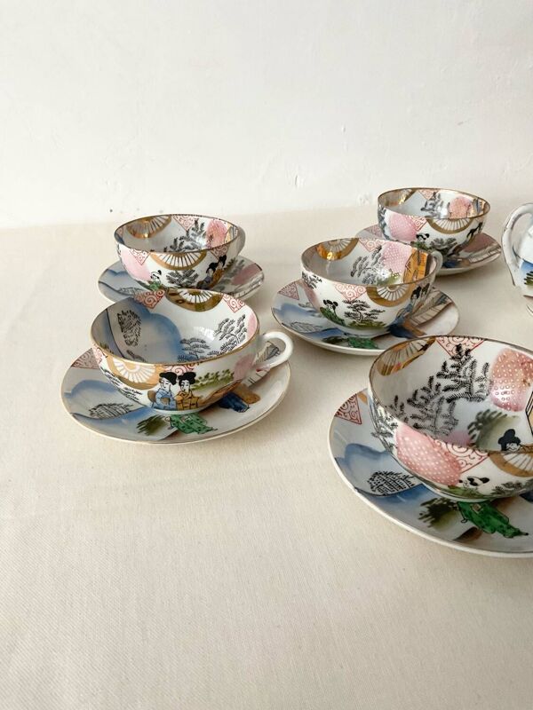 Service à thé vintage en porcelaine japonaise – décor asiatique