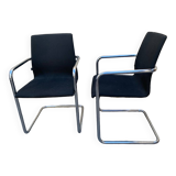 Pair of Inclass chrome base armchairs