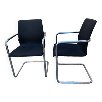 Pair of Inclass chrome base armchairs