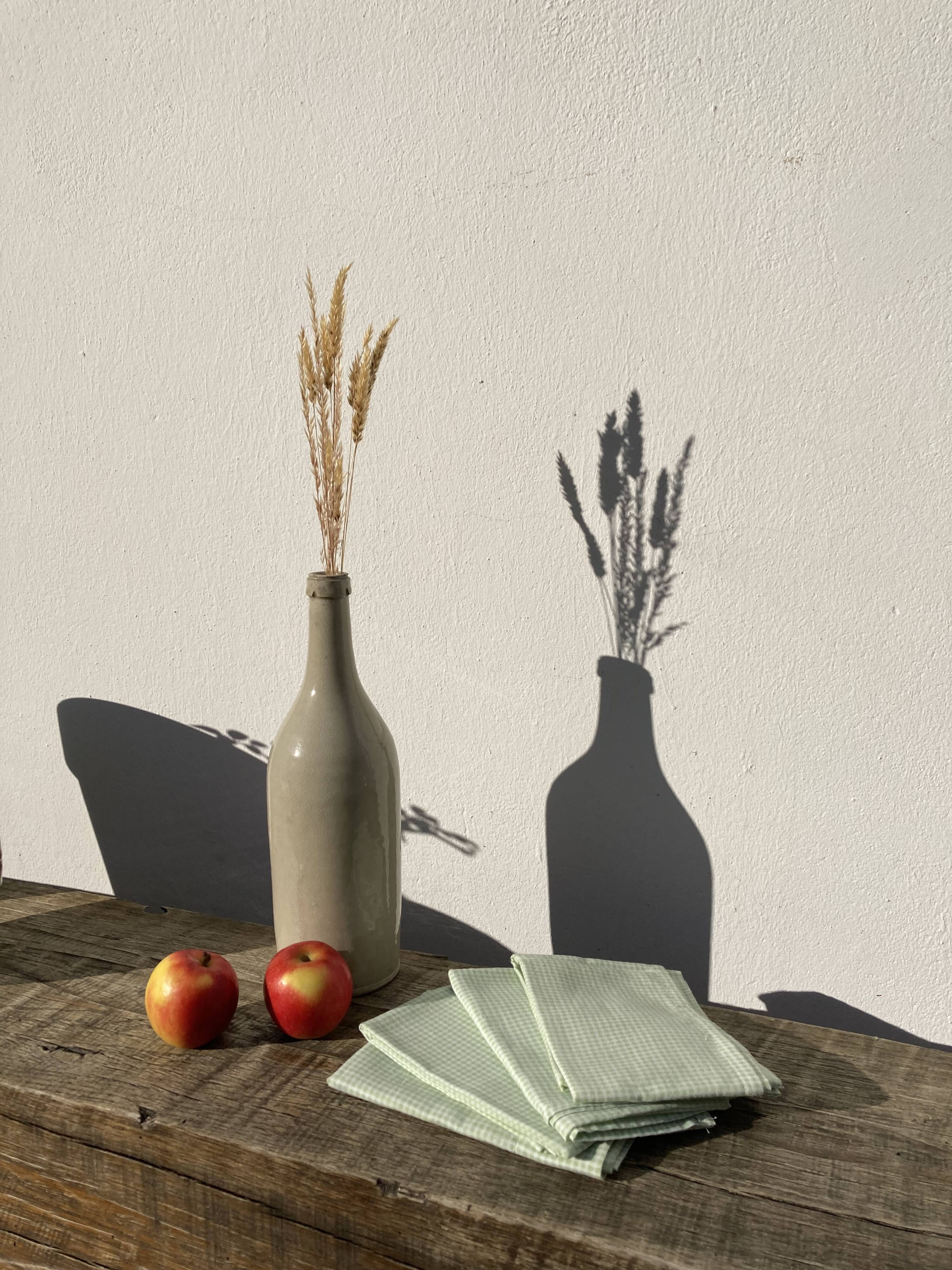 4 green rectangular napkins \u00e0 vintage tiles