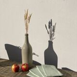 4 green rectangular napkins \u00e0 vintage tiles