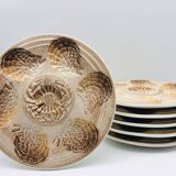 6 Oyster/shellfish plates, Revernay Art Workshop.