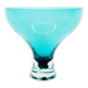 Grand vase sur pied en verre sarcelle.