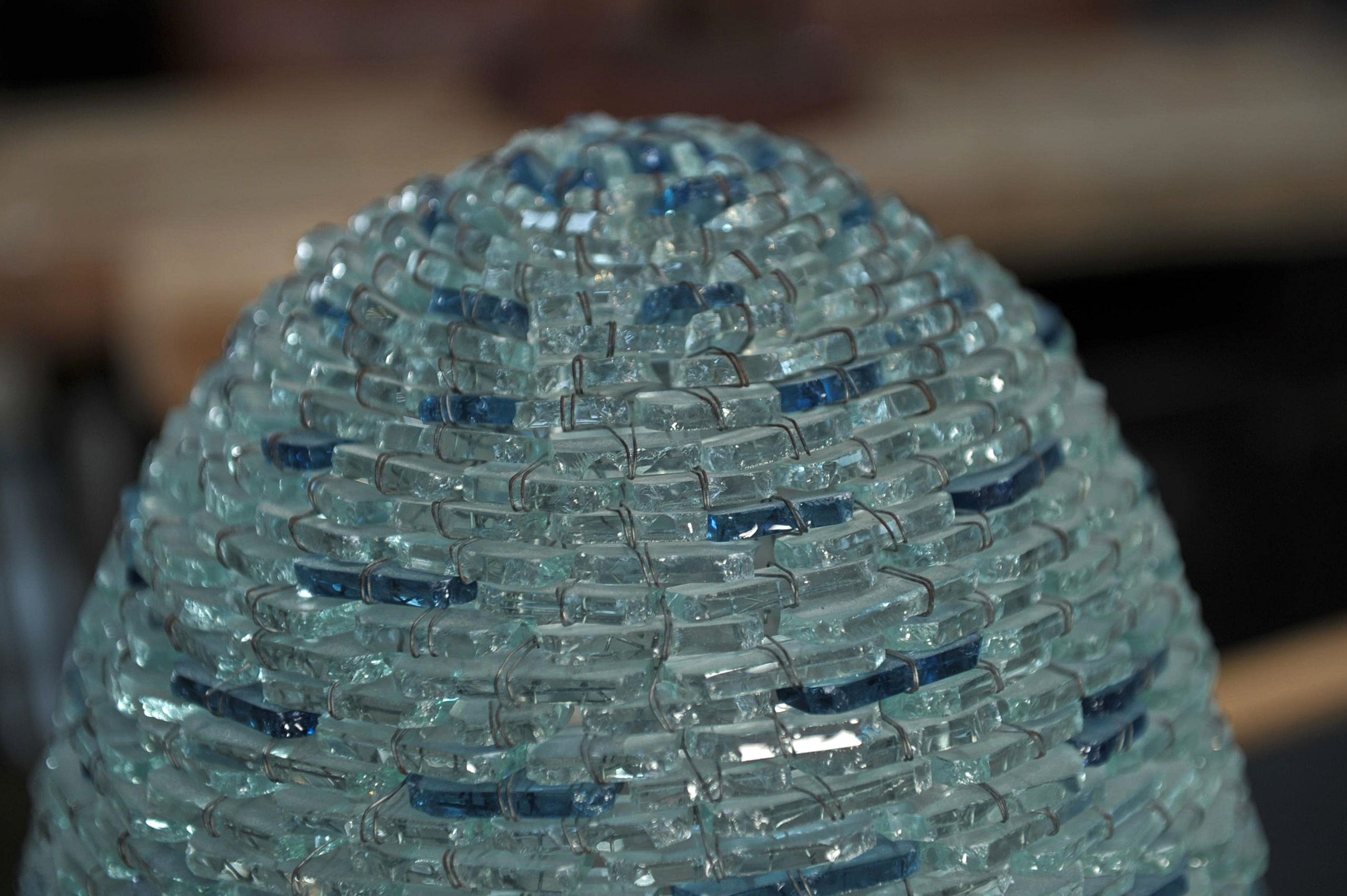 Design oval glass table lamp from the 1970s