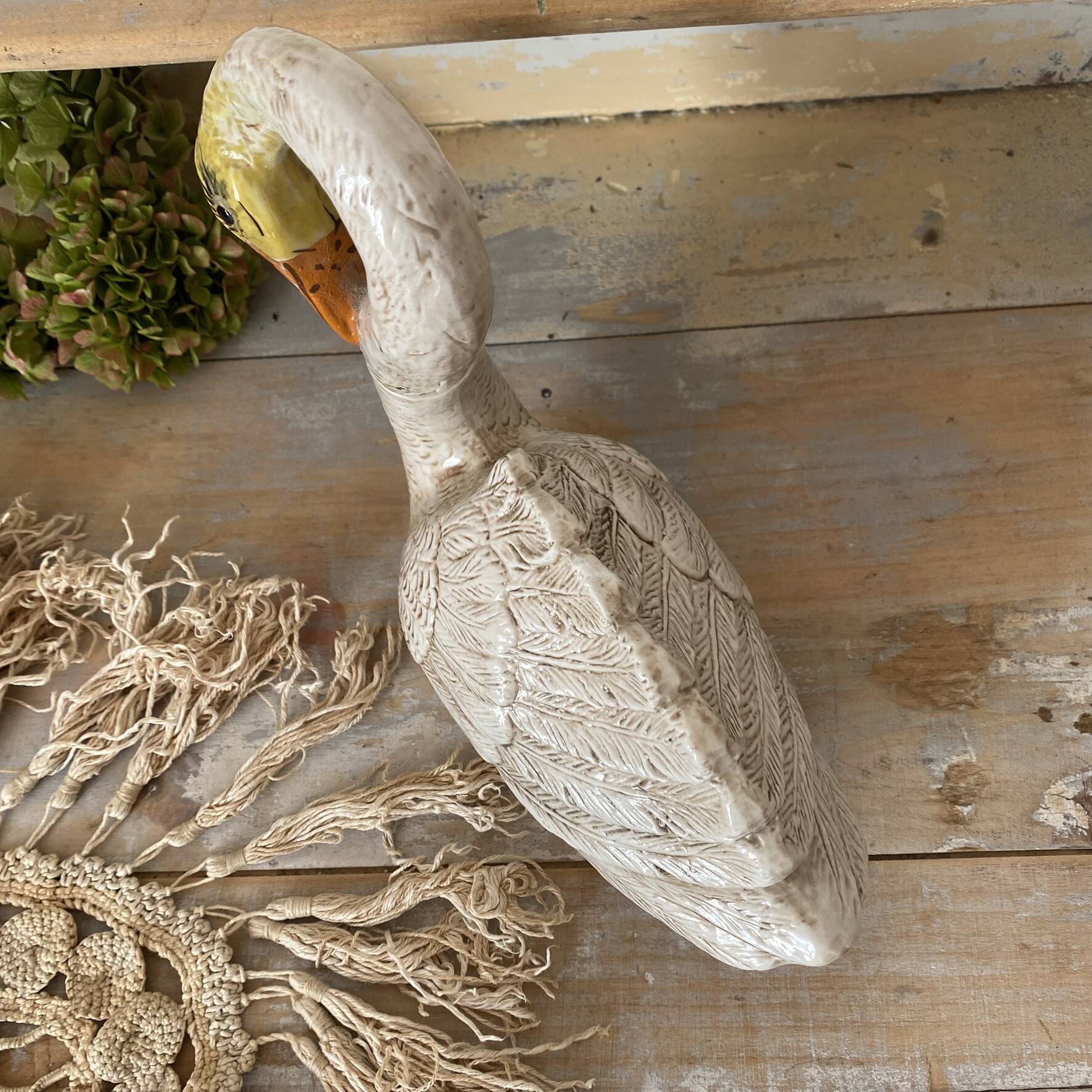 Italian ceramic swan, zoomorphic bottle