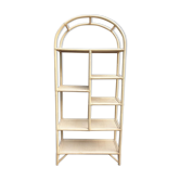 Bookcase 6 asymmetrical shelves and vintage rattan arch