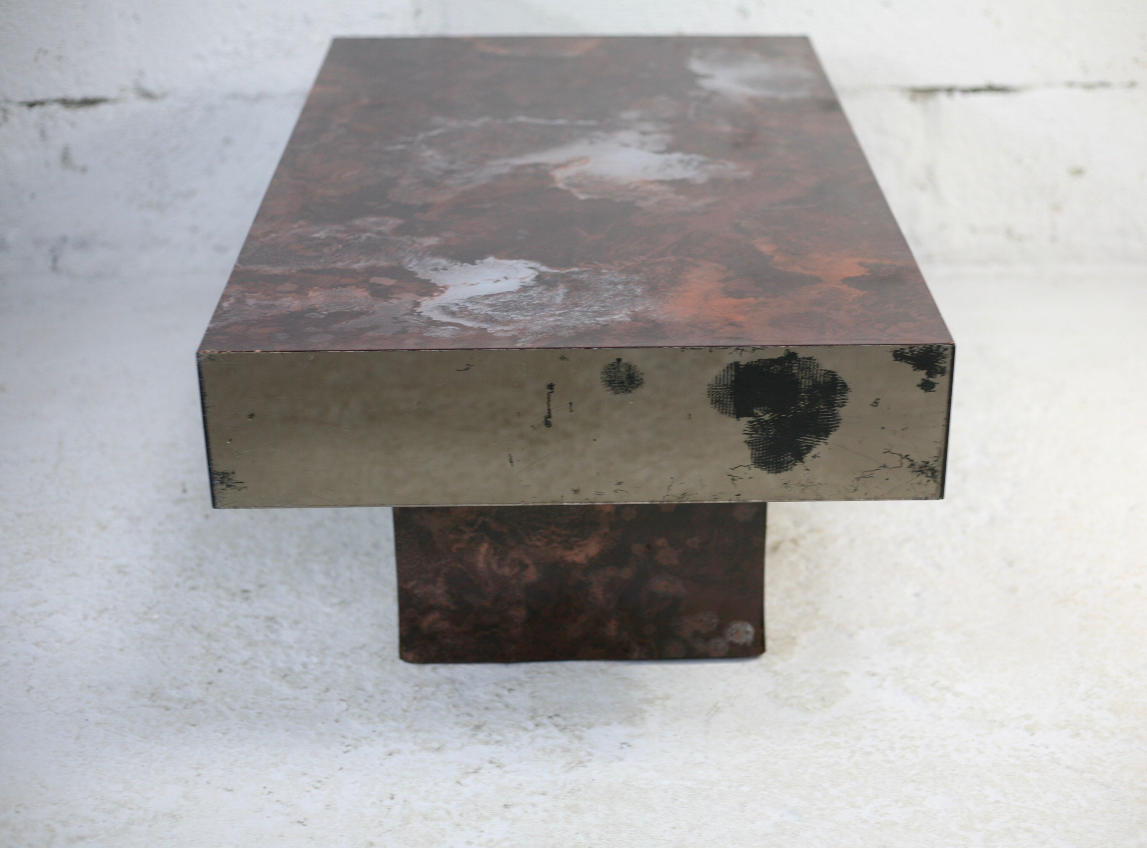 Coffee table decorations "solar flare", formica, mirrors, wood. circa 1970