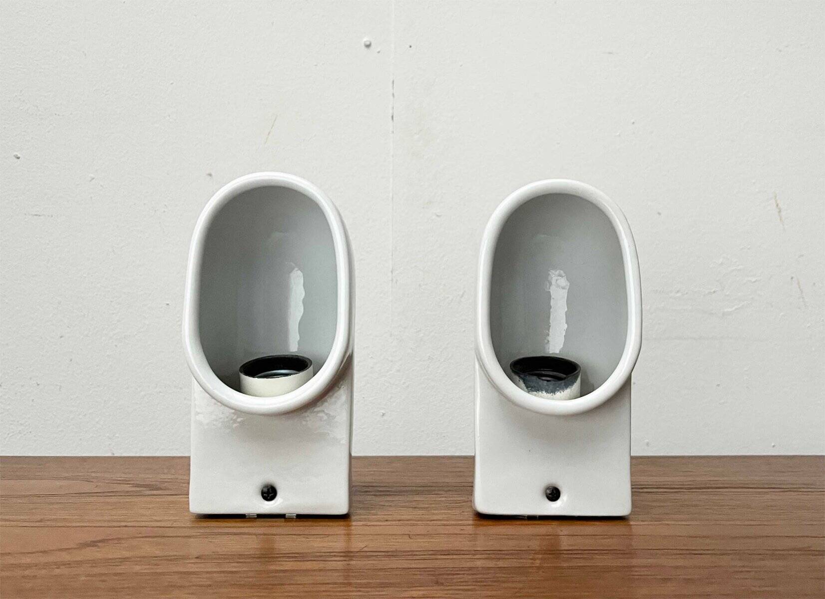 Pafo wall sconces from the Italian space age mid-century in ceramic by Ernesto Gismondi for Artemide, 1970s, set of 2.