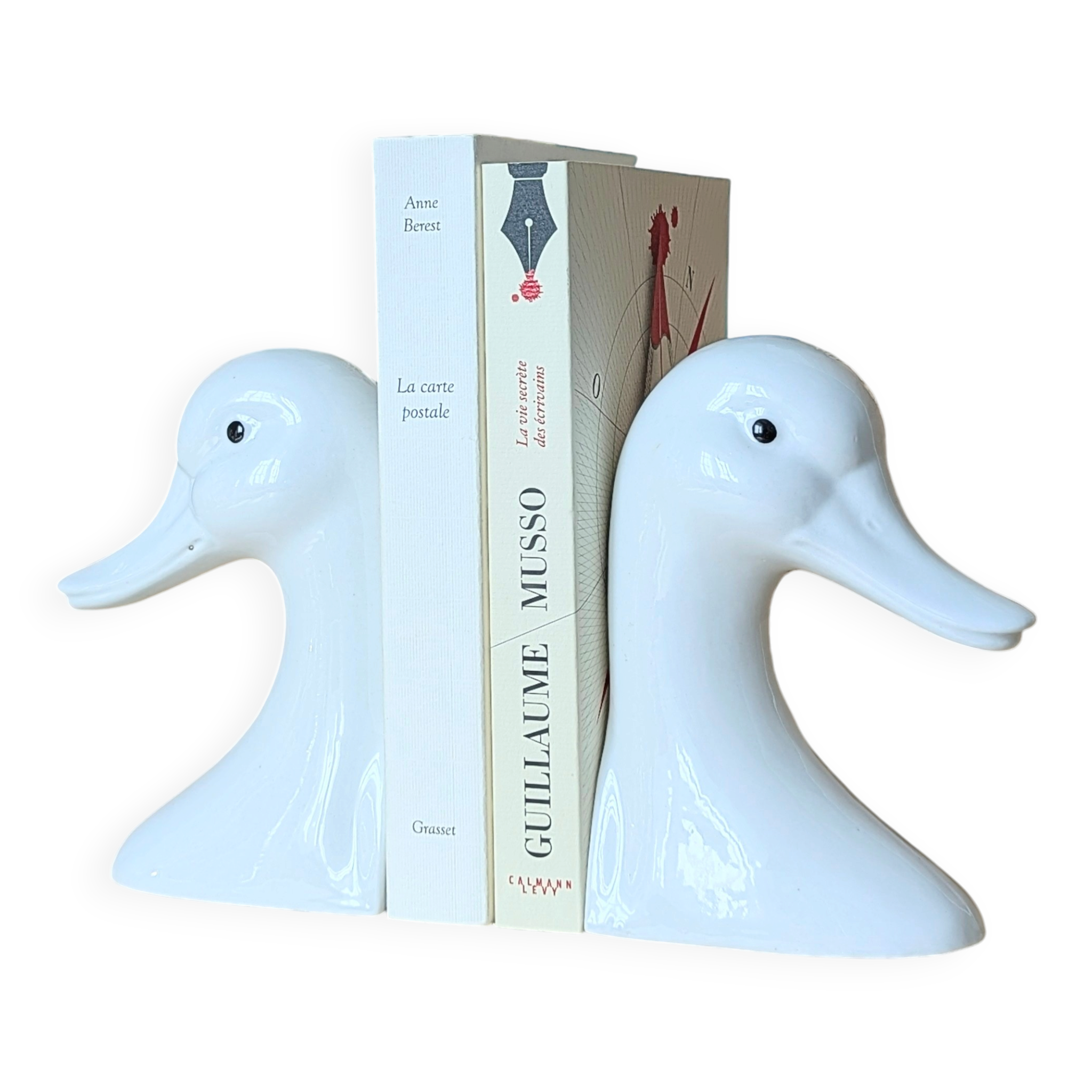 Paire de serre-livres canards vintage