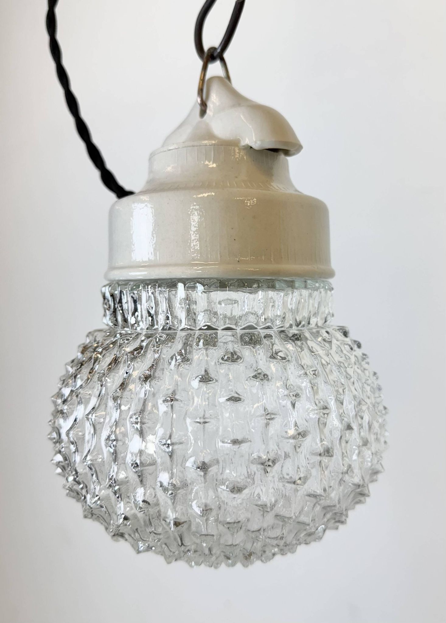 Vintage White Porcelain Pendant Light, 1970s