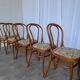 Ensemble de 6 chaises de salle à manger Thonet en bois courbé avec assise en tissu / Années 1970 Mid-Century Bistr