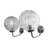 Pair of 1970 chrome and glass sconces